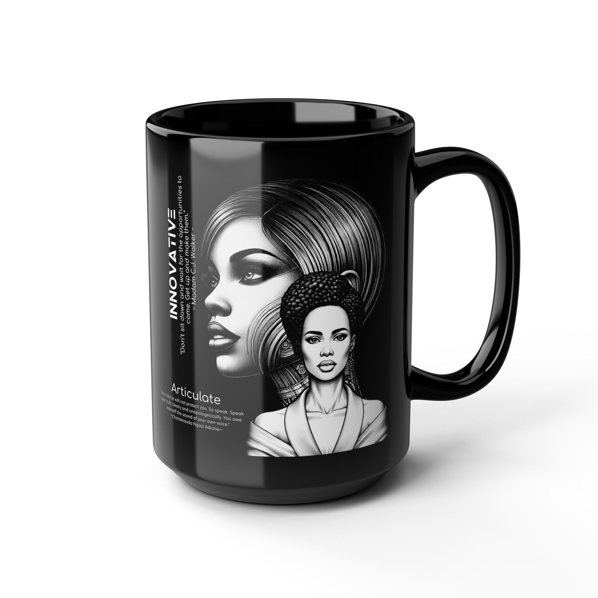 SHE IS:Black Mug, 15oz