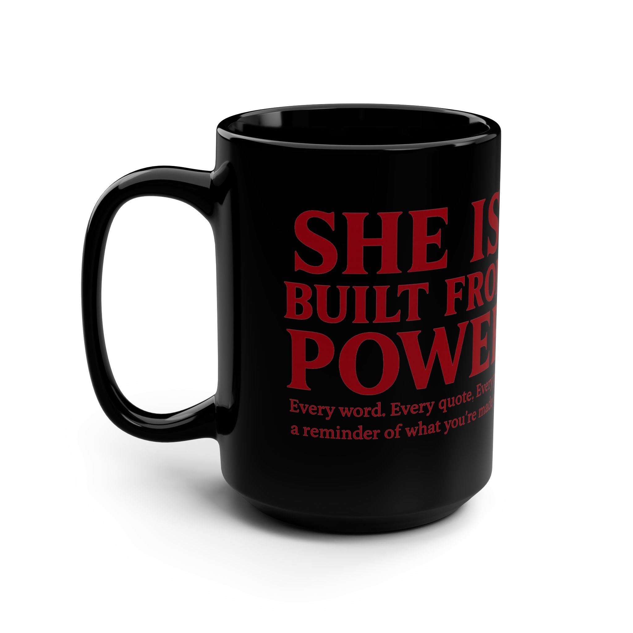 SHE IS:Fearless Black Mug, 15oz